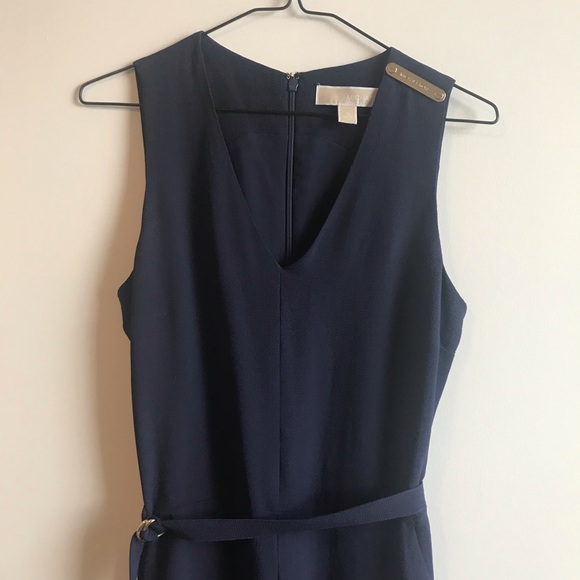 Micheal Kors Navy Sleeveless V-Neck Belted Jumpsuit - Picture 3 of 9